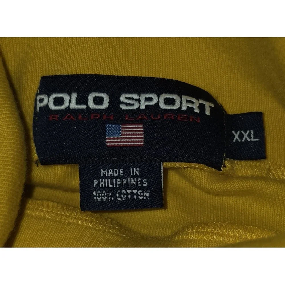 90's Ralph Lauren Mens Polo‎ Sport Striped Turtleneck 100% Yellow 2XL